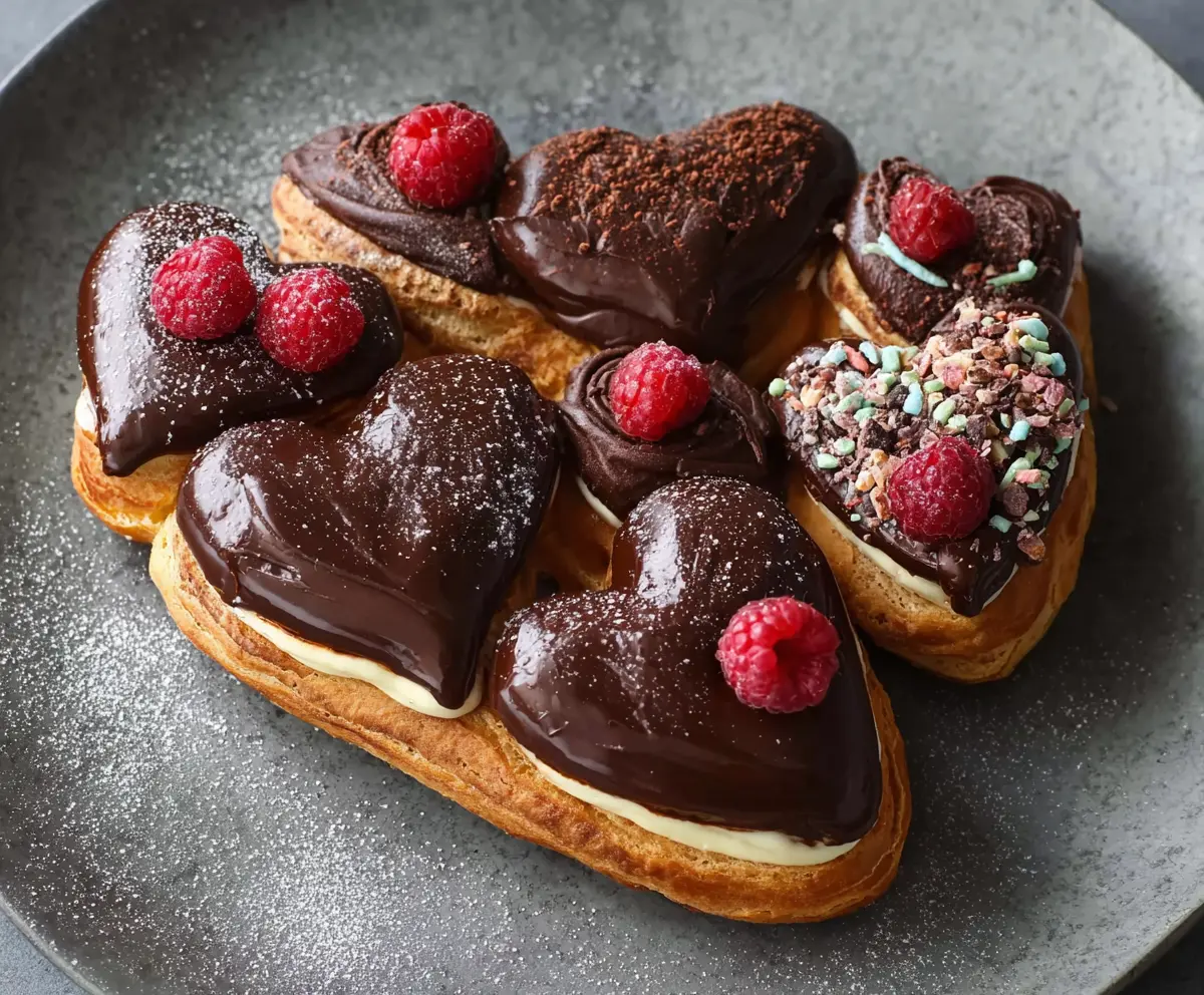 Heart-Shaped Chocolate Éclairs