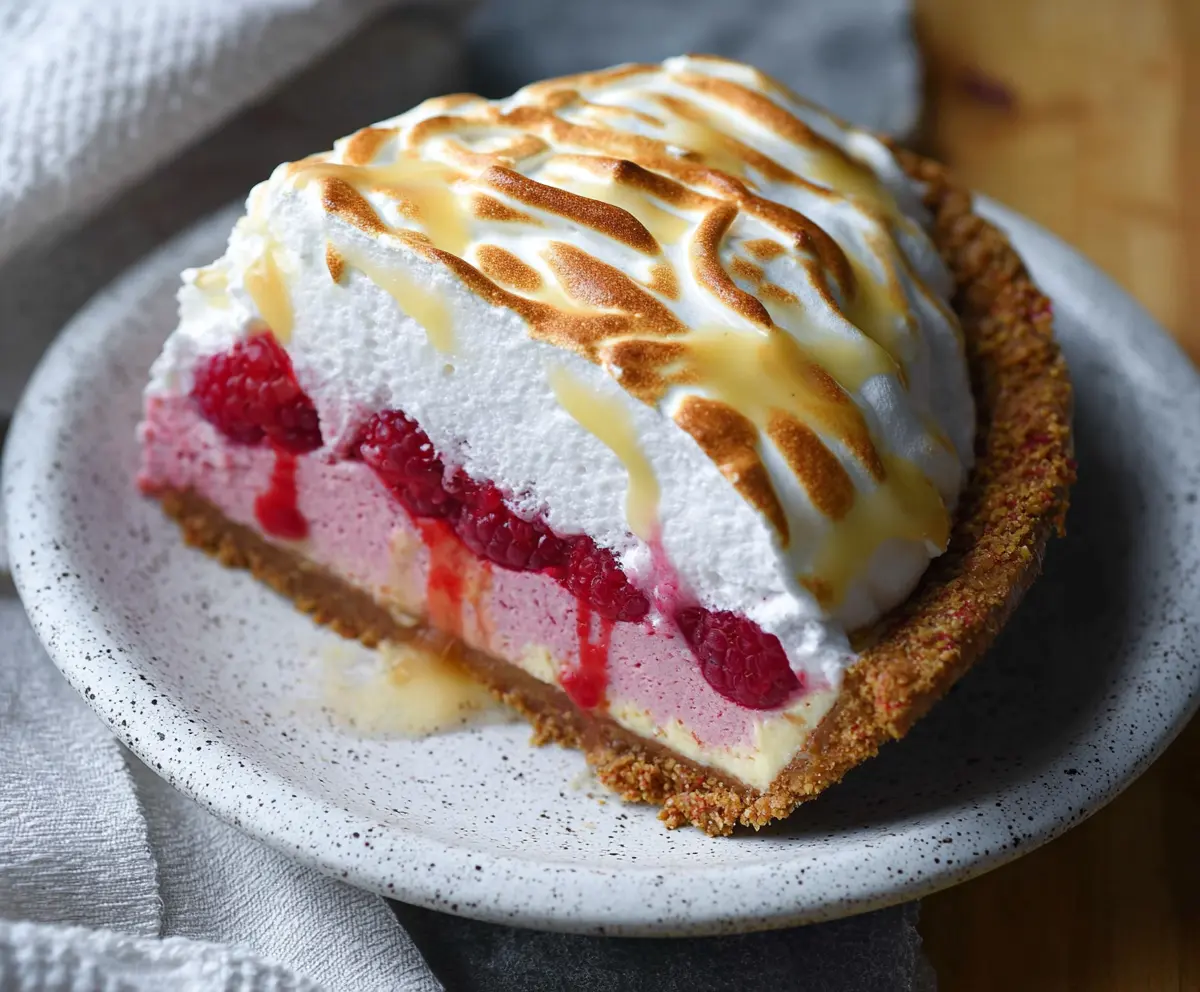 Delicious Lemon Raspberry Pie with a golden crust and fresh berry topping