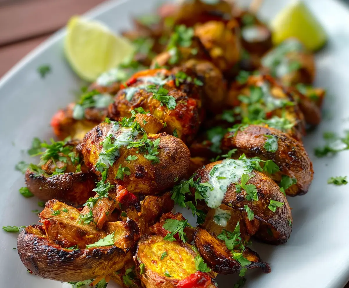 Mushroom Tikka Skewers