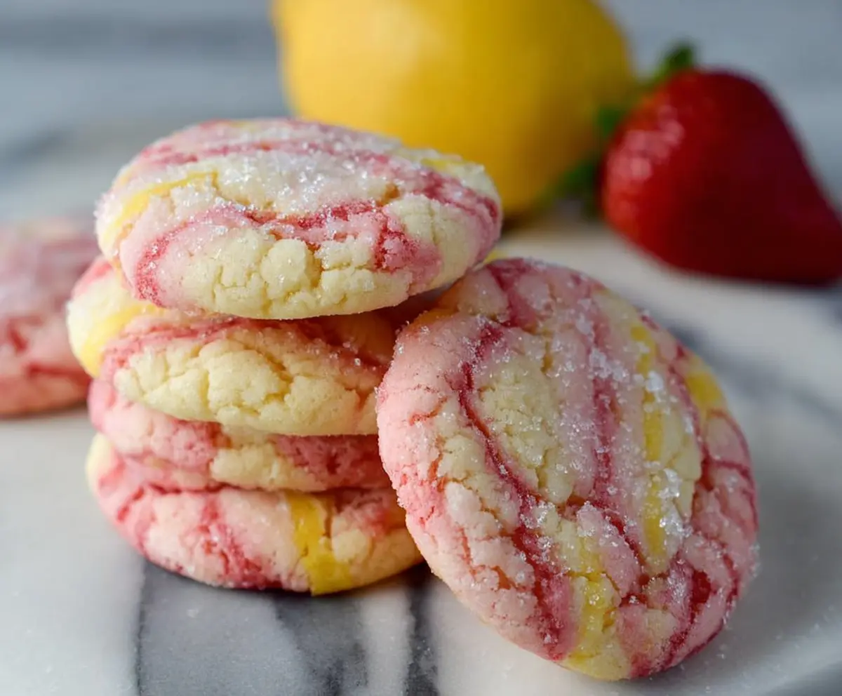 Delicious strawberry lemonade cookies, perfect for summer snacks and dessert treats.