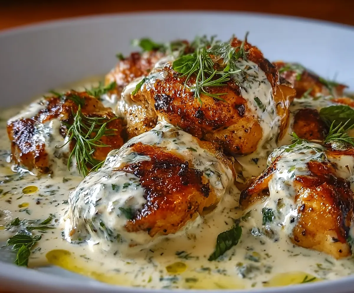 Delicious Turkish Chicken with Creamy White Sauce served on a plate