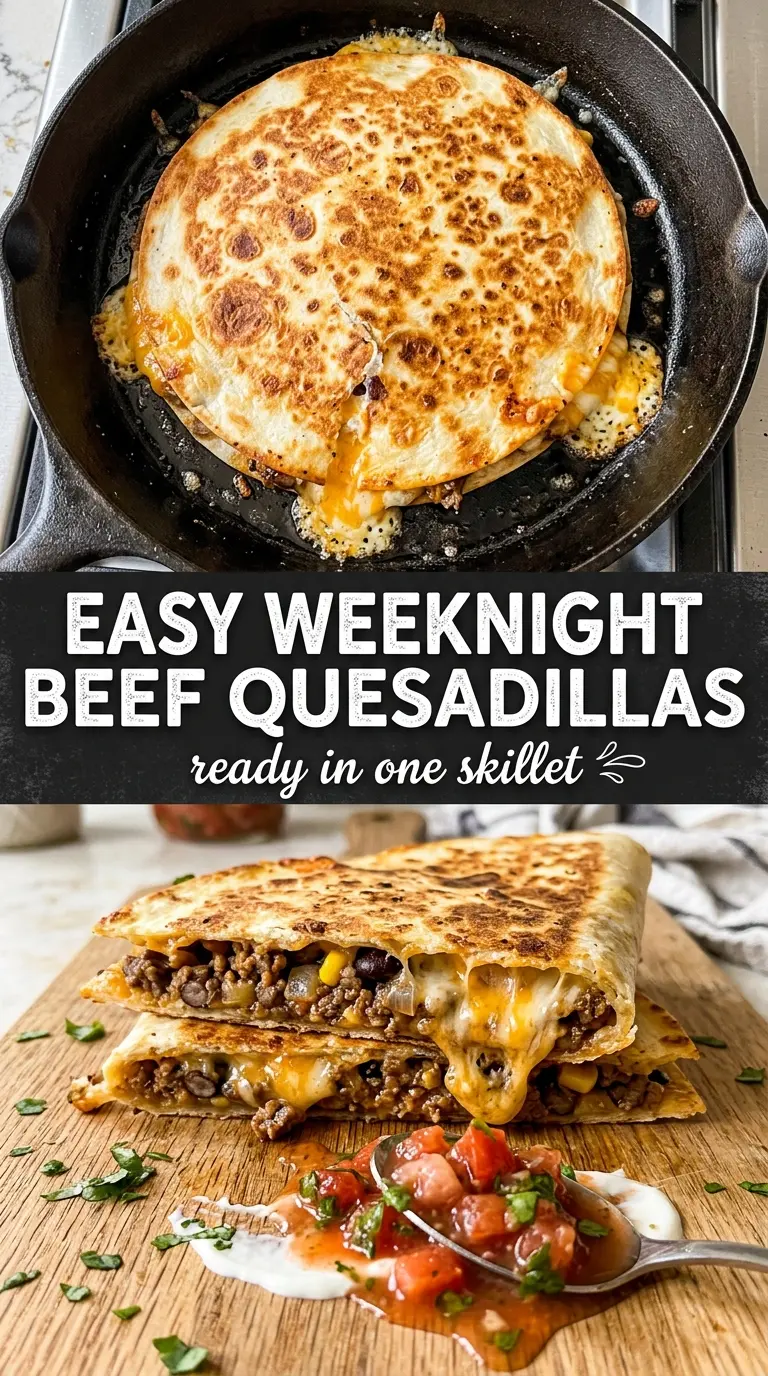 Cheesy Beef Quesadillas crispy melty skillet