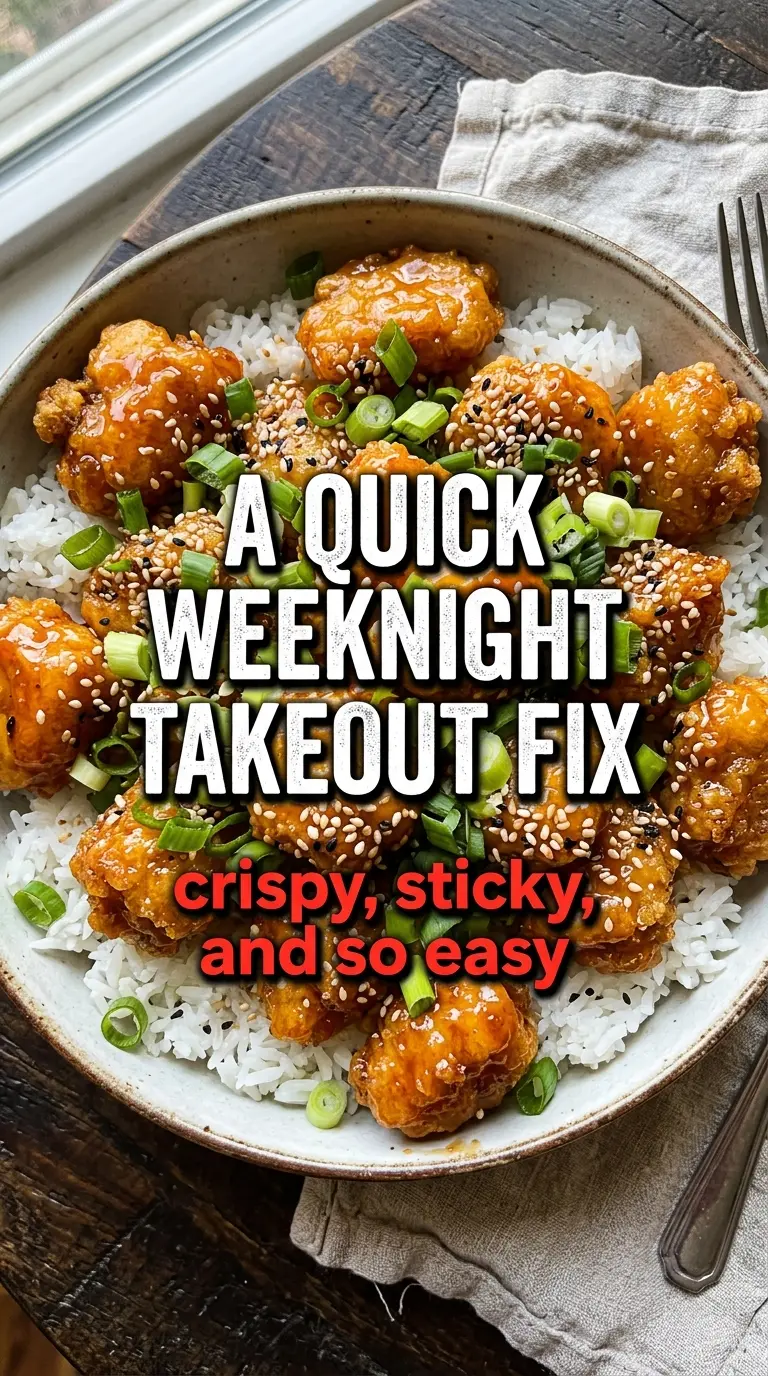 Orange chicken with chicken nuggets sticky tangy