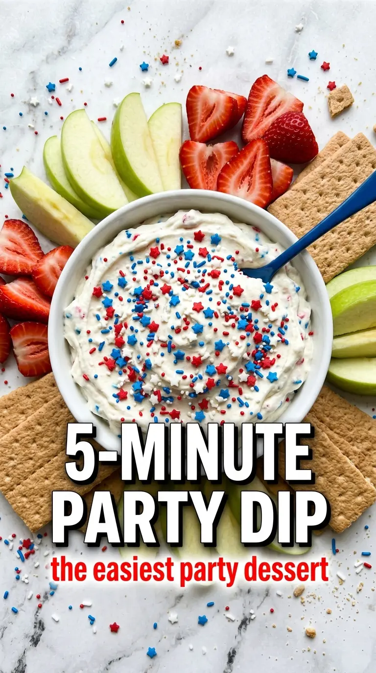Red White and Blue Funfetti Dip creamy sprinkles festive