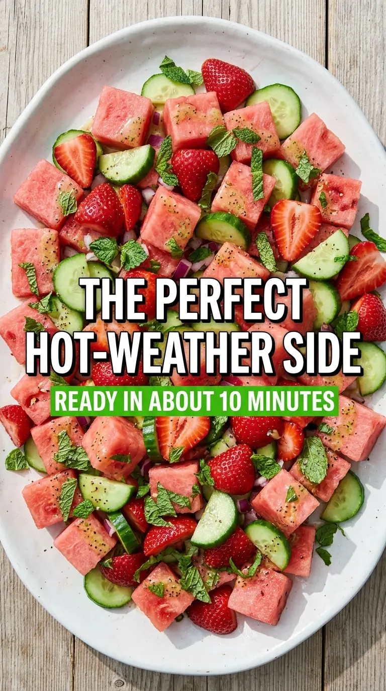 Watermelon Strawberry Cucumber Salad juicy crisp refreshing