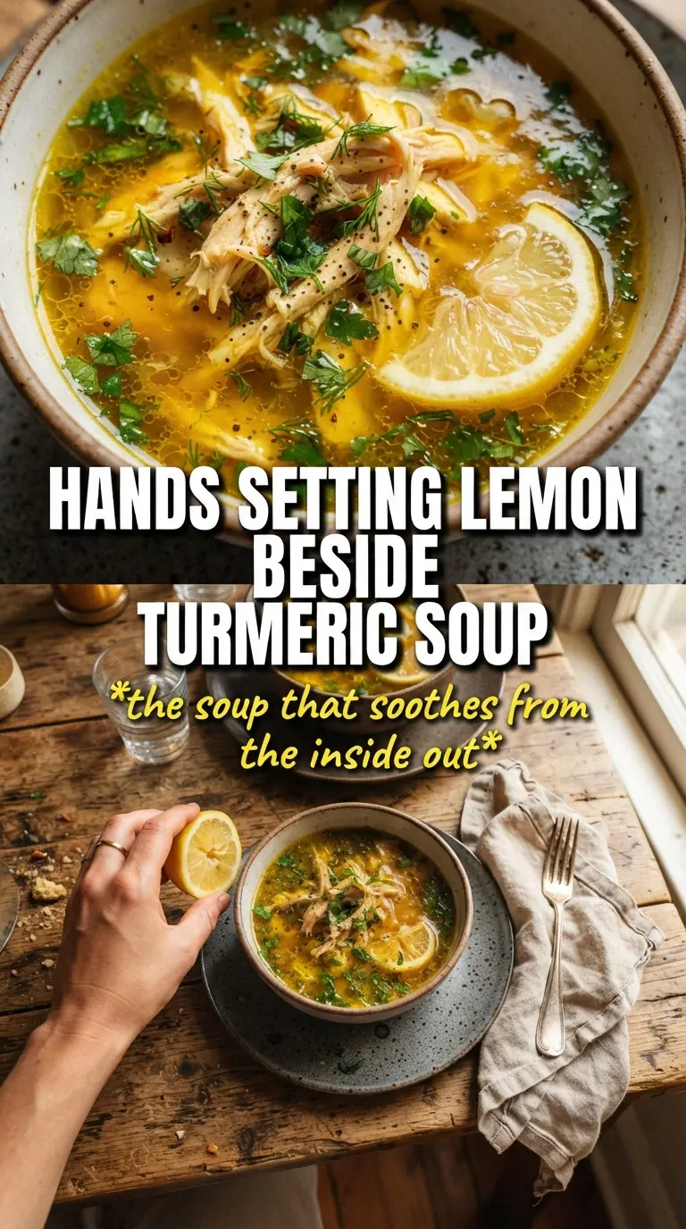 Anti-Inflammatory Turmeric Chicken Soup golden broth ginger lemon