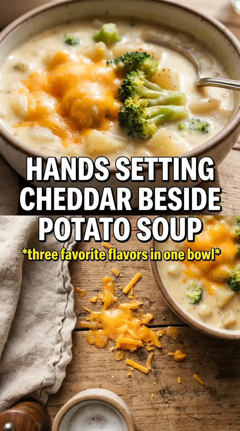 Cheddar Broccoli Potato Soup creamy cheesy comforting