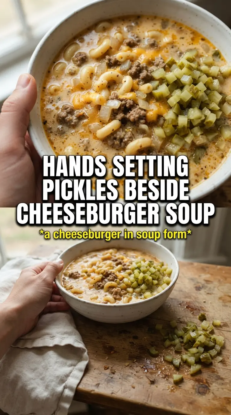 Cheeseburger Macaroni Soup creamy beefy