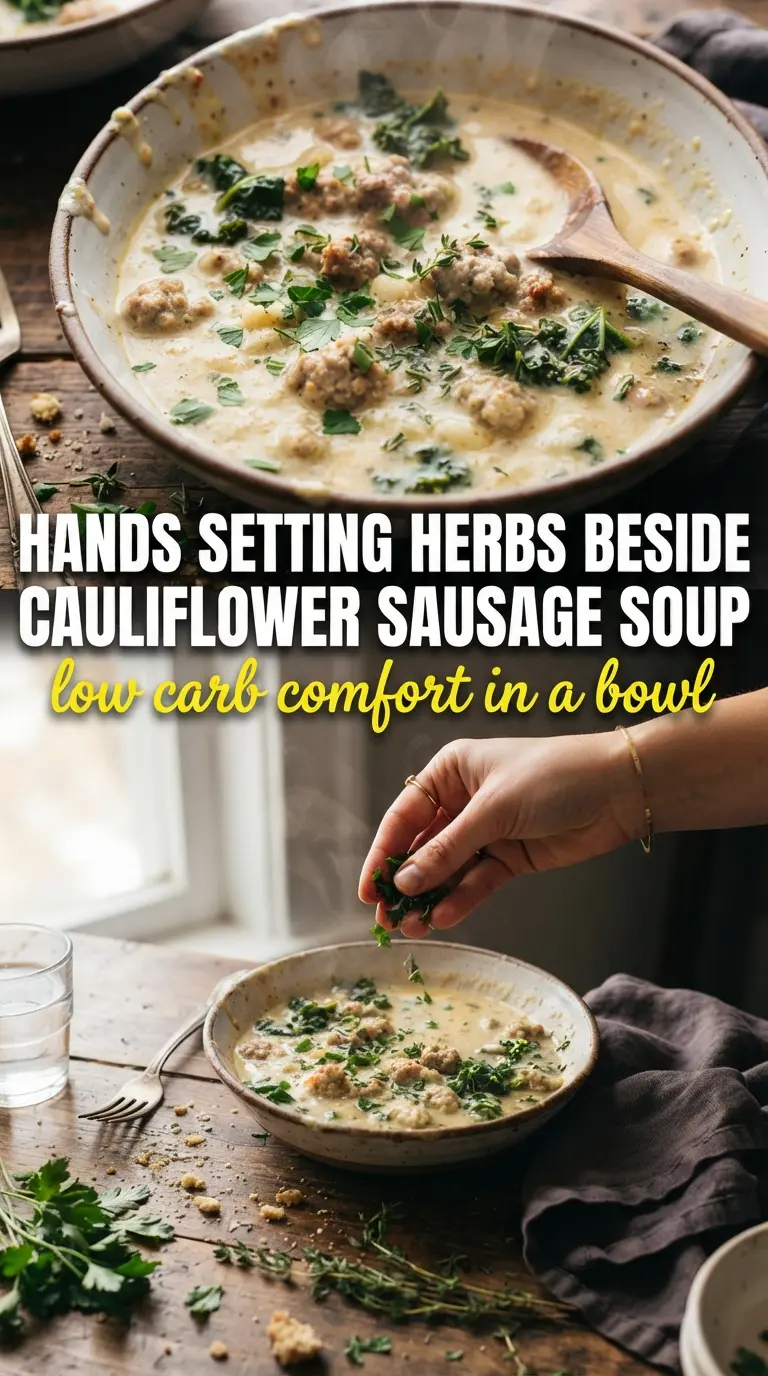 Creamy cauliflower sausage kale soup creamy hearty comforting