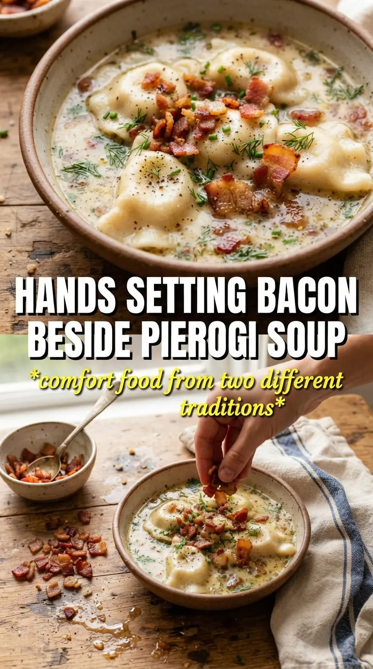 Creamy Pierogi Chicken Soup With Rosemary Bacon creamy hearty comforting