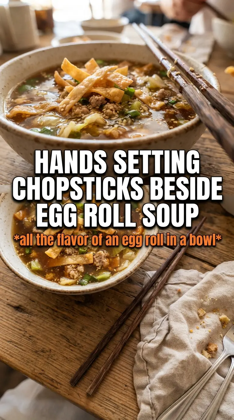 Egg Roll Soup savory ginger-soy, crispy wonton