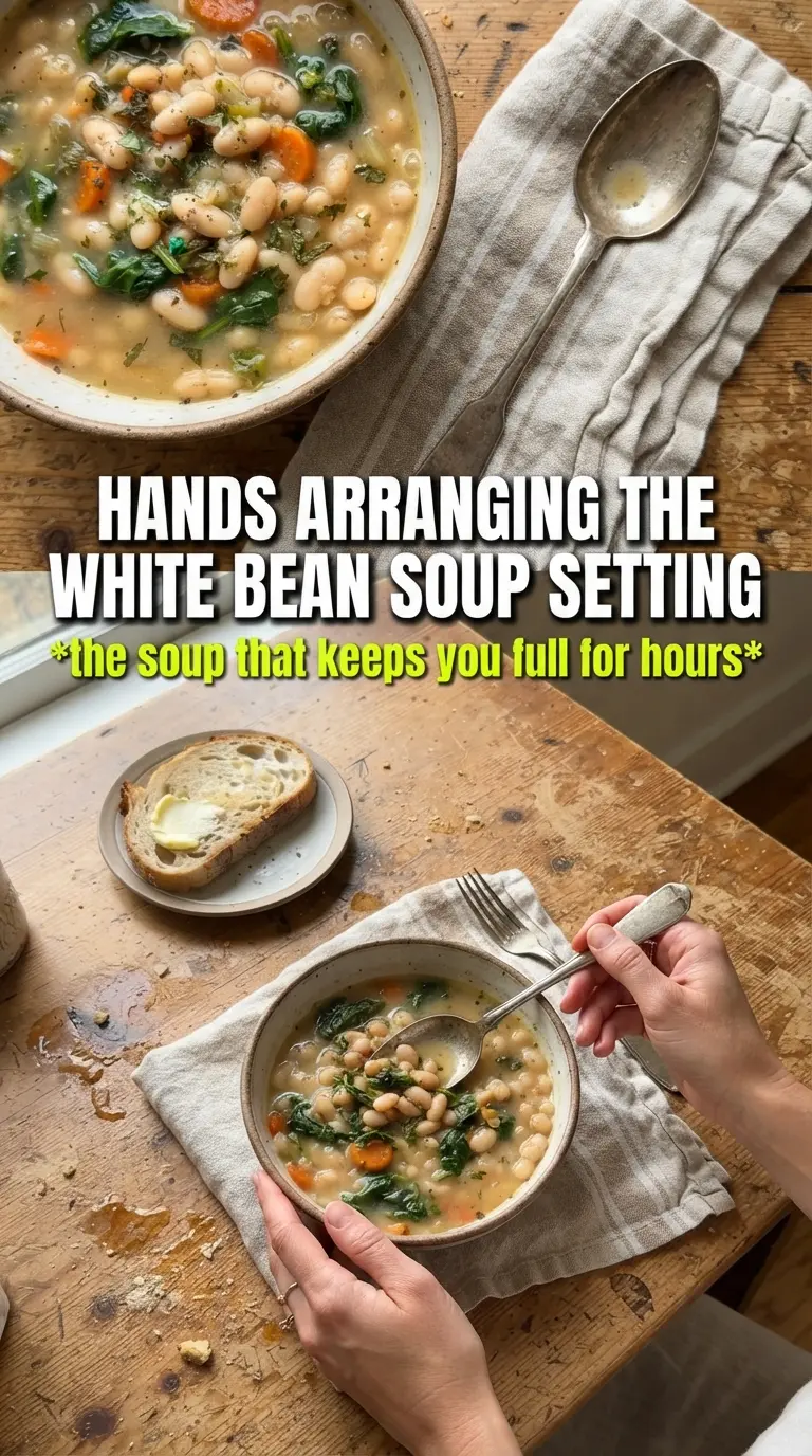 White bean soup creamy garlic-herb, kale, parmesan